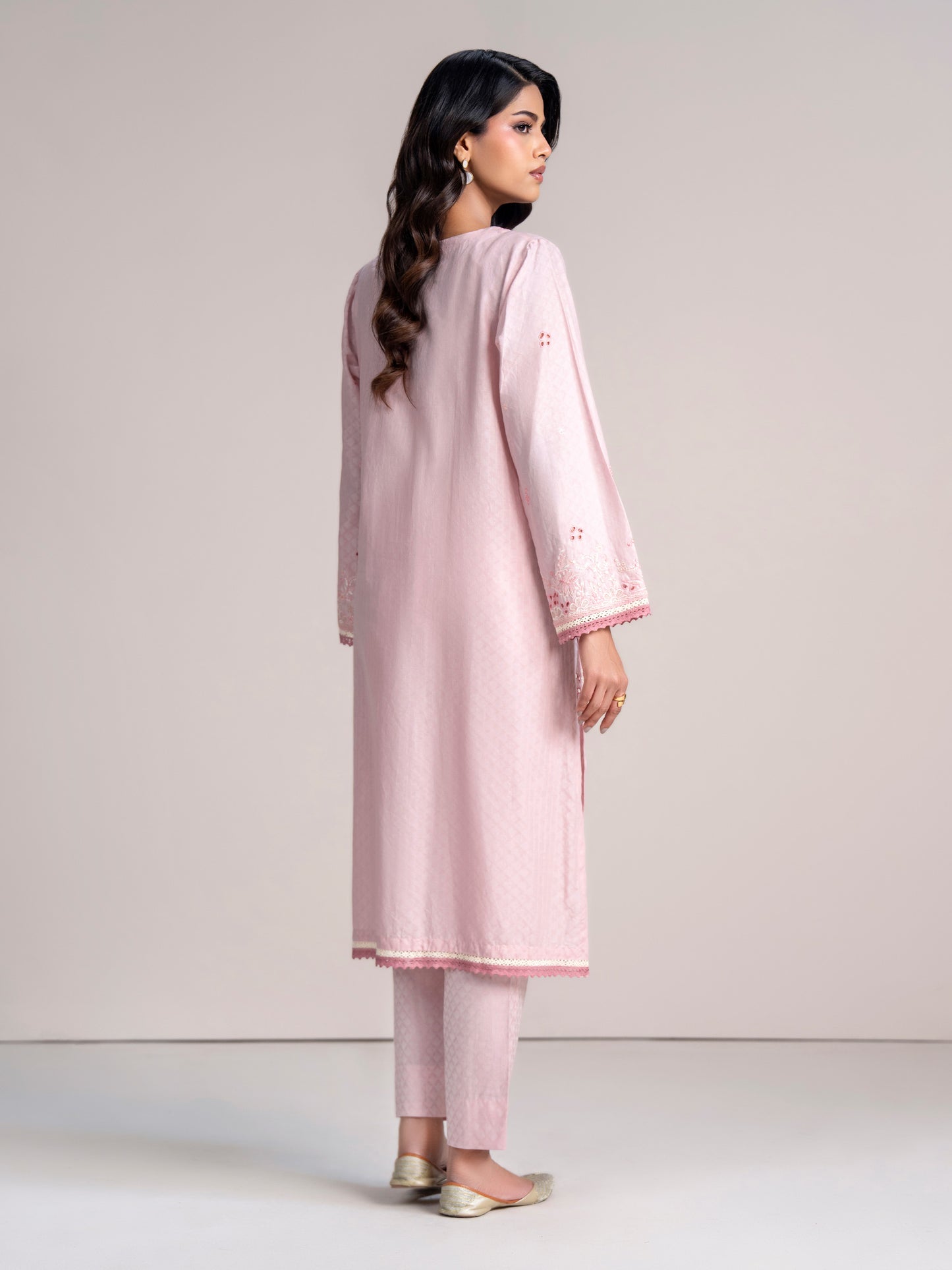 2 Piece Self Jacquard Suit- Embroidered (Pret)