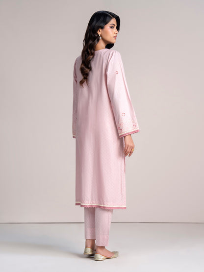 2 Piece Self Jacquard Suit- Embroidered (Pret)