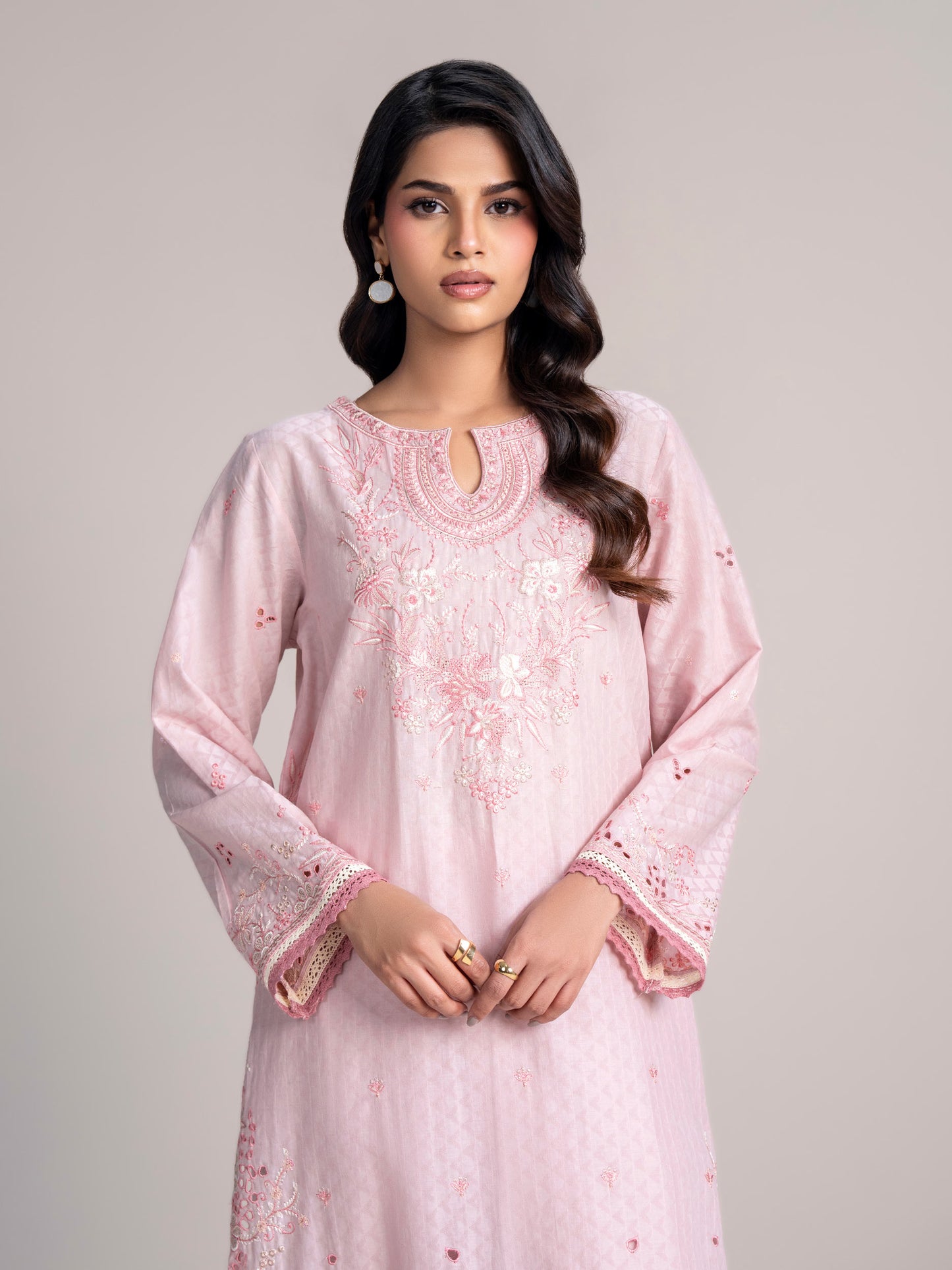 2 Piece Self Jacquard Suit- Embroidered (Pret)