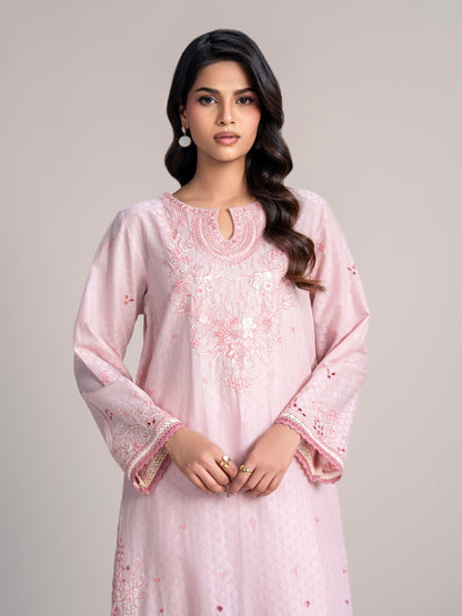2 Piece Self Jacquard Suit- Embroidered (Pret)