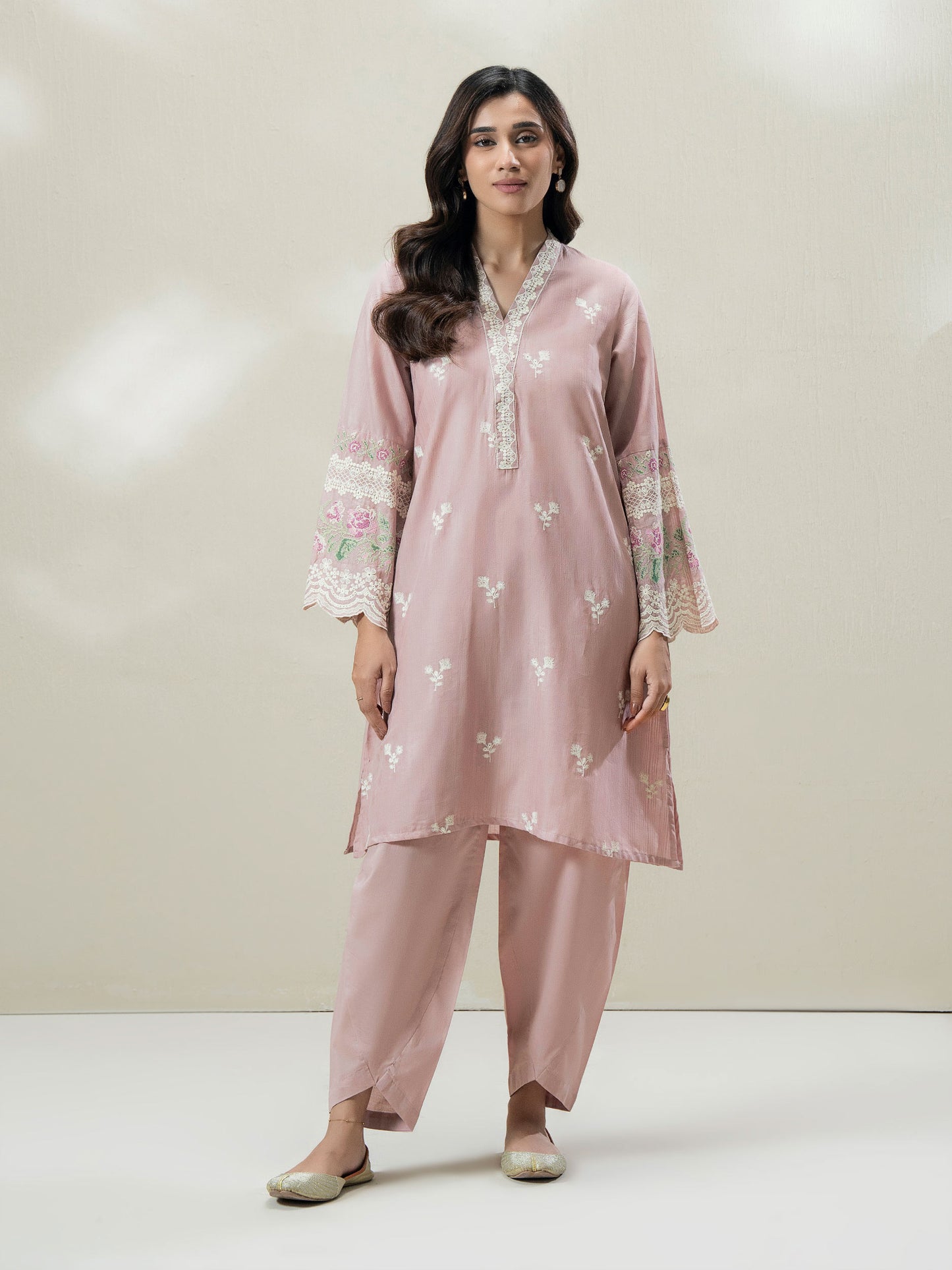2-Piece Self Jacquard Suit-Embroidered (Pret)