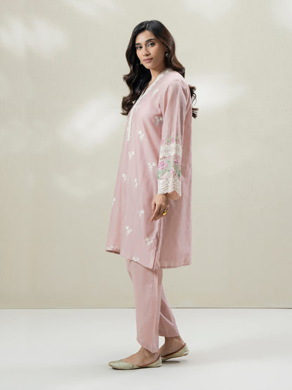2-Piece Self Jacquard Suit-Embroidered (Pret)