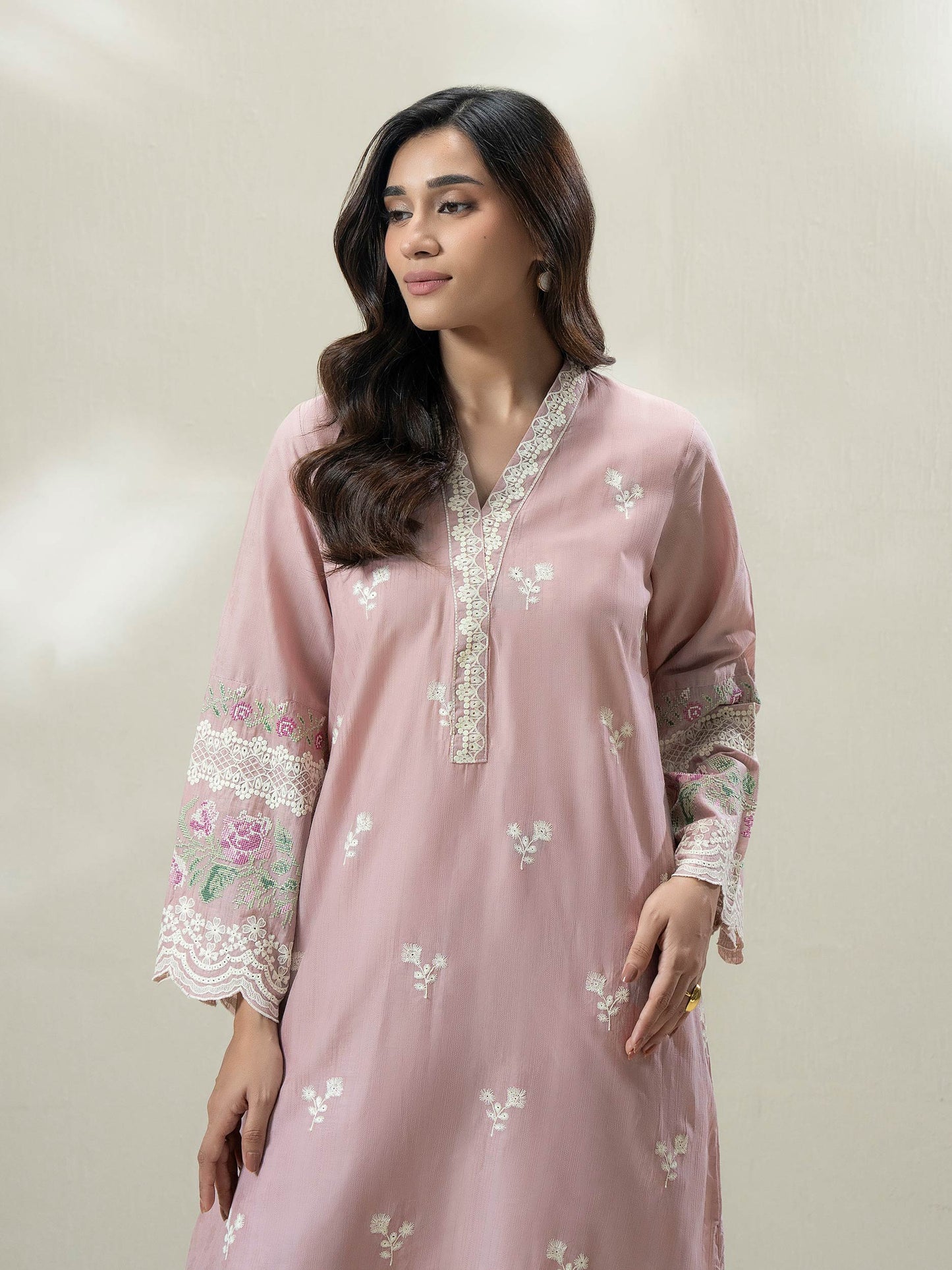 2-Piece Self Jacquard Suit-Embroidered (Pret)