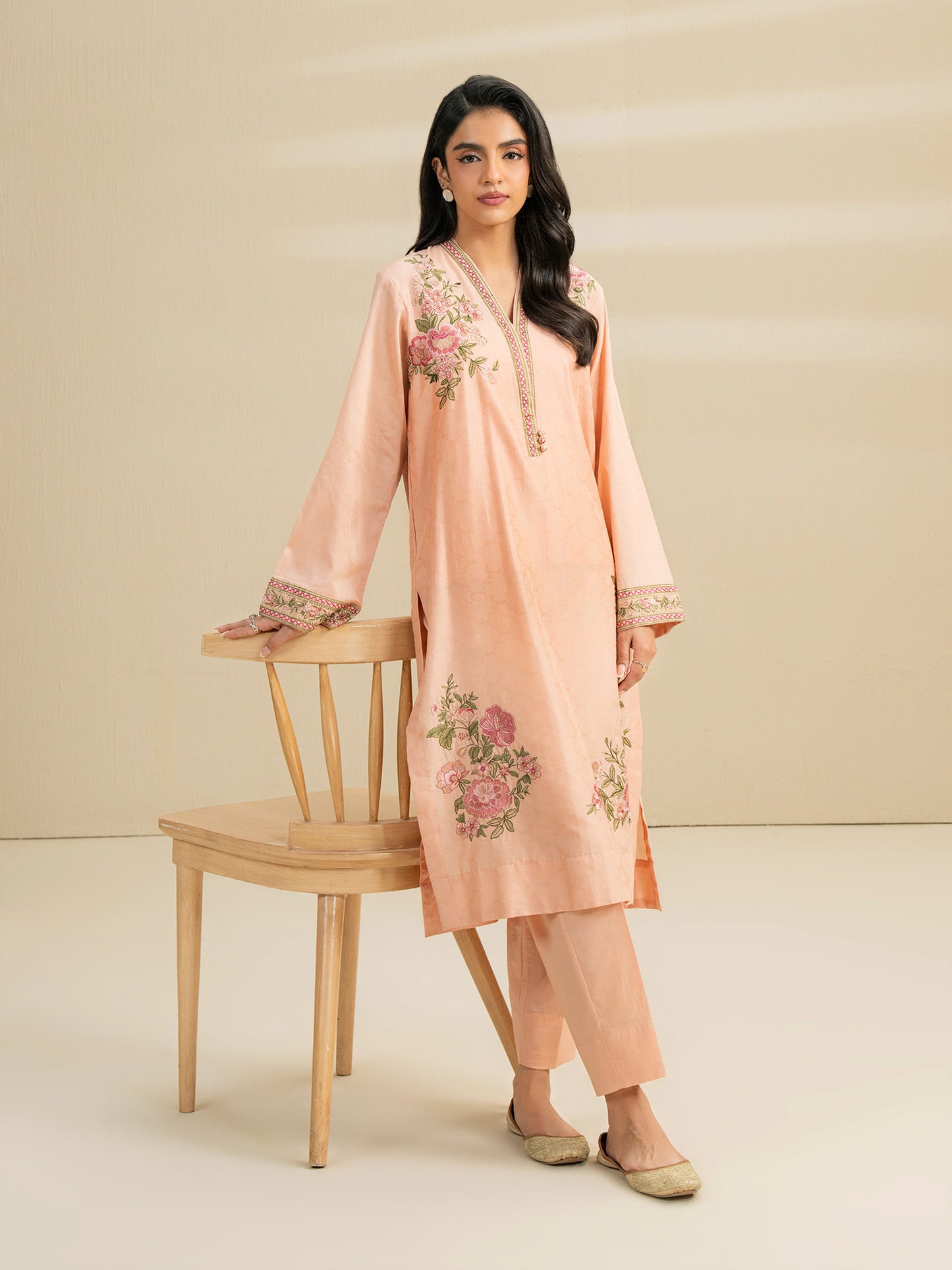 2 Piece Jacquard Suit-Embroidered (Pret)