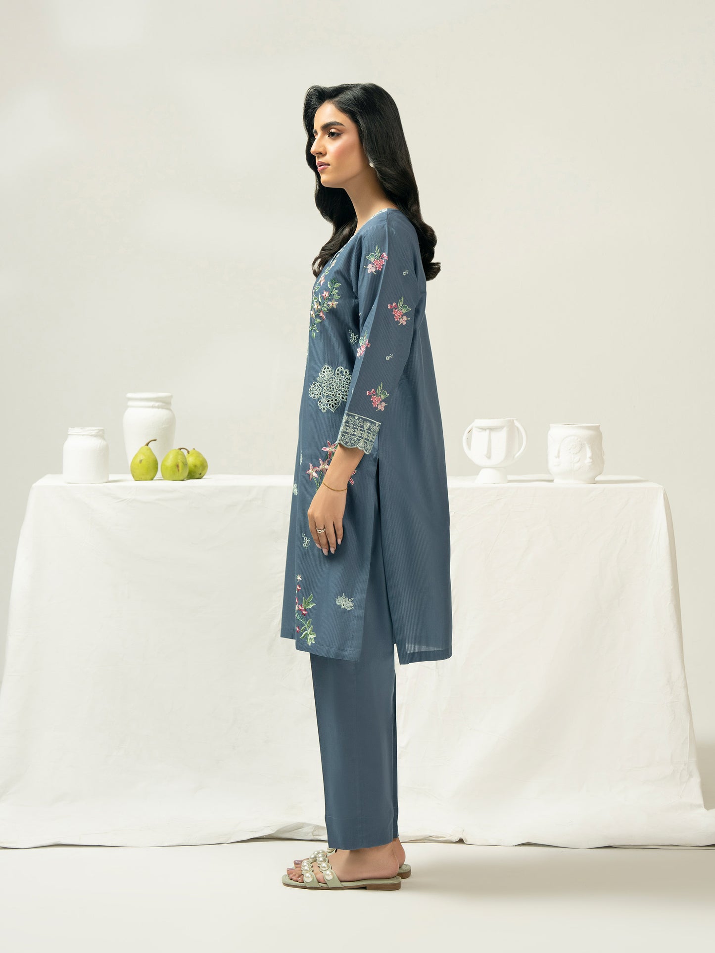 2 Piece Dobby Suit-Embroidered (Pret)