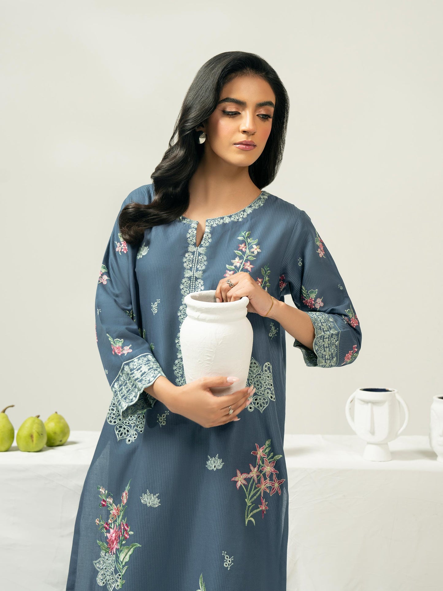 2 Piece Dobby Suit-Embroidered (Pret)