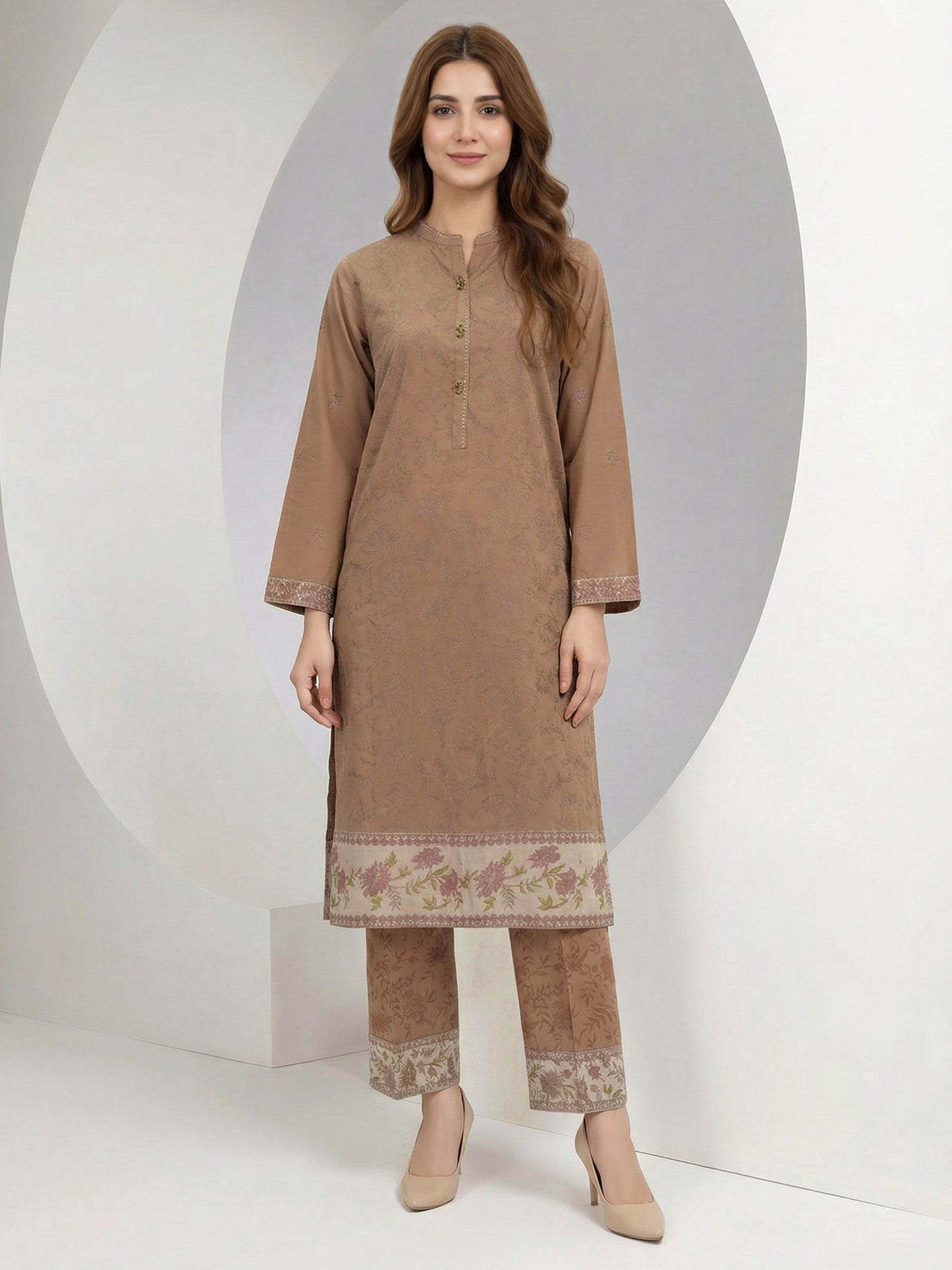 2 Piece Cambric Suit- Embroidered (Pret)