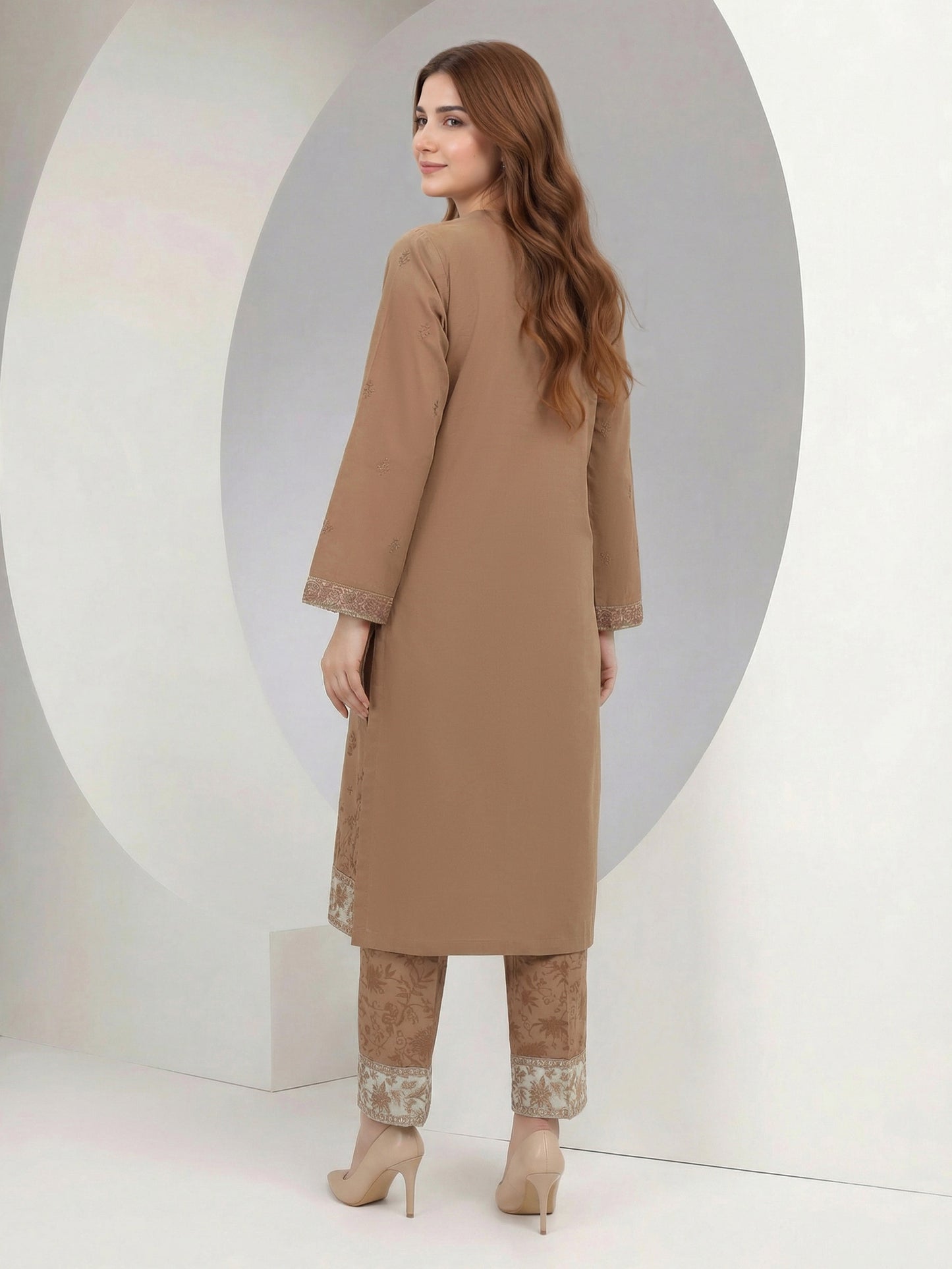 2 Piece Cambric Suit- Embroidered (Pret)