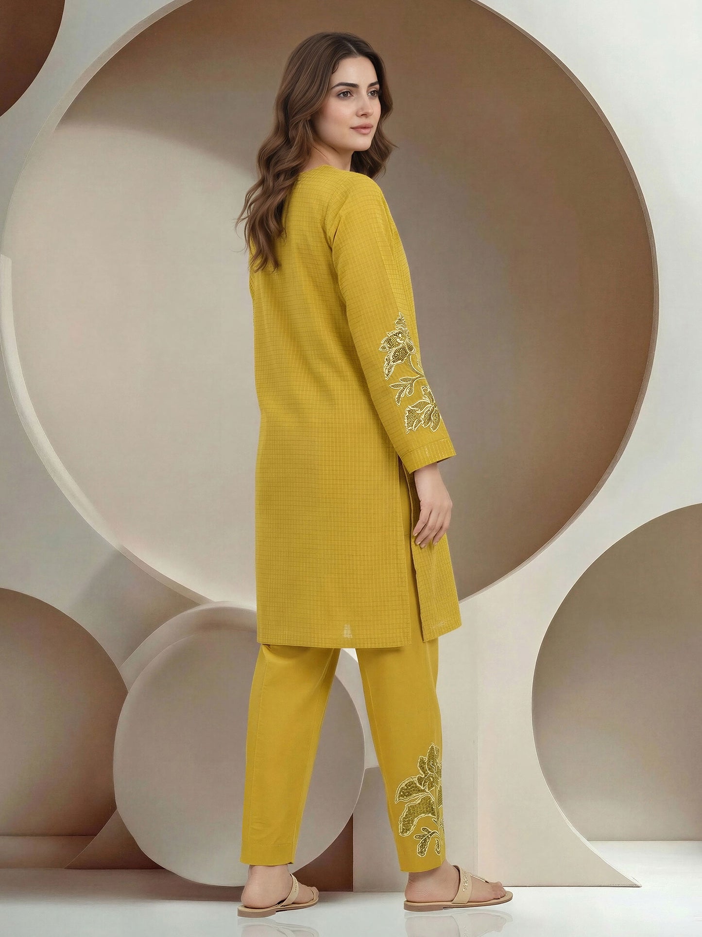 2 Piece Lawn Texture Suit- Embroidered (Pret)