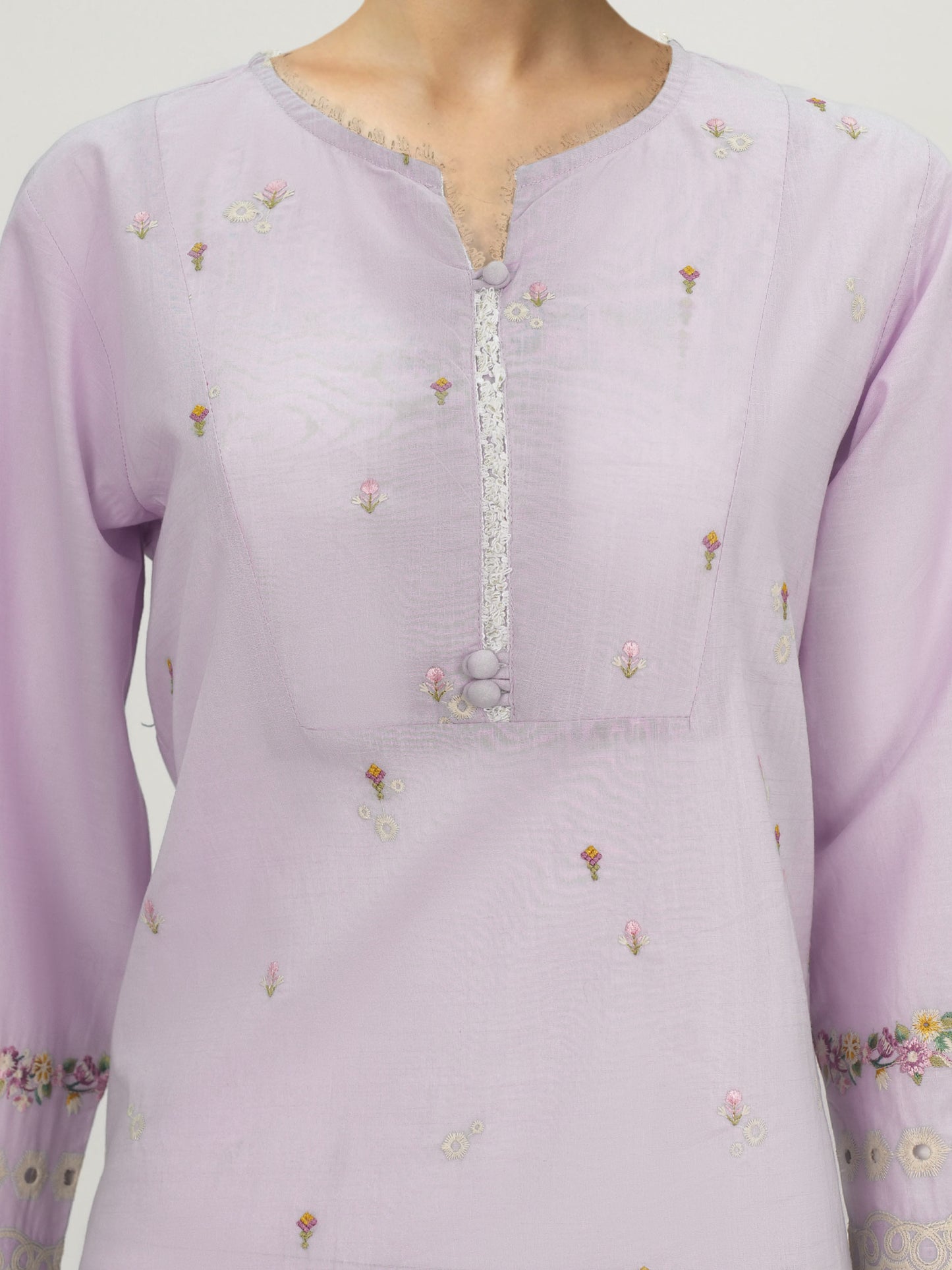 2 Piece Lawn Slub Suit- Embroidered (Pret)