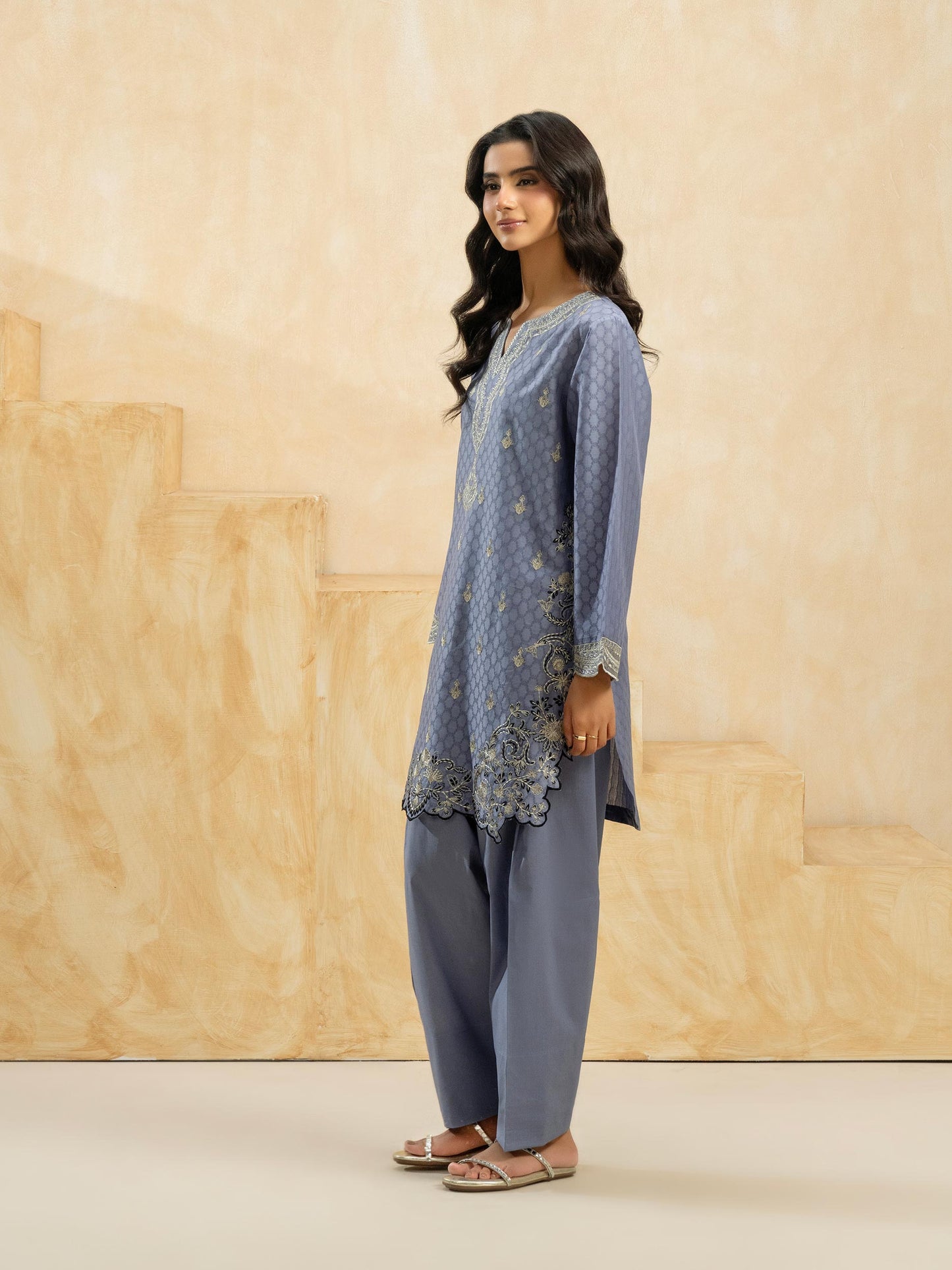 2 Piece Jacquard Suit-Embroidered (Pret)