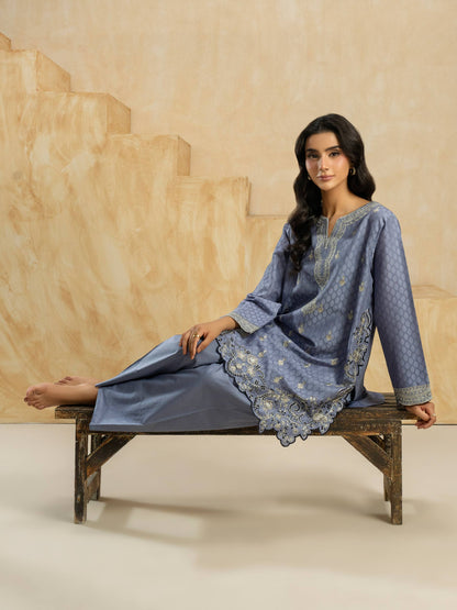 2 Piece Jacquard Suit-Embroidered (Pret)