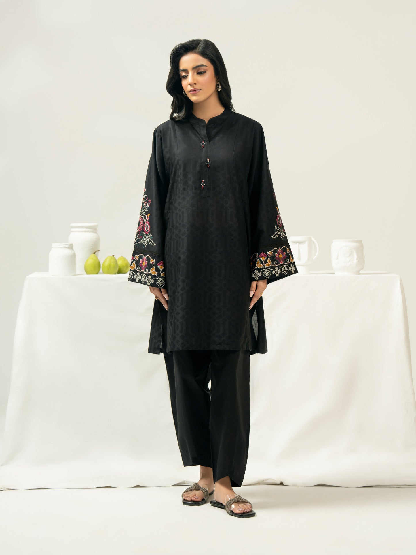 2 Piece Jacquard Suit-Embroidered (Pret)