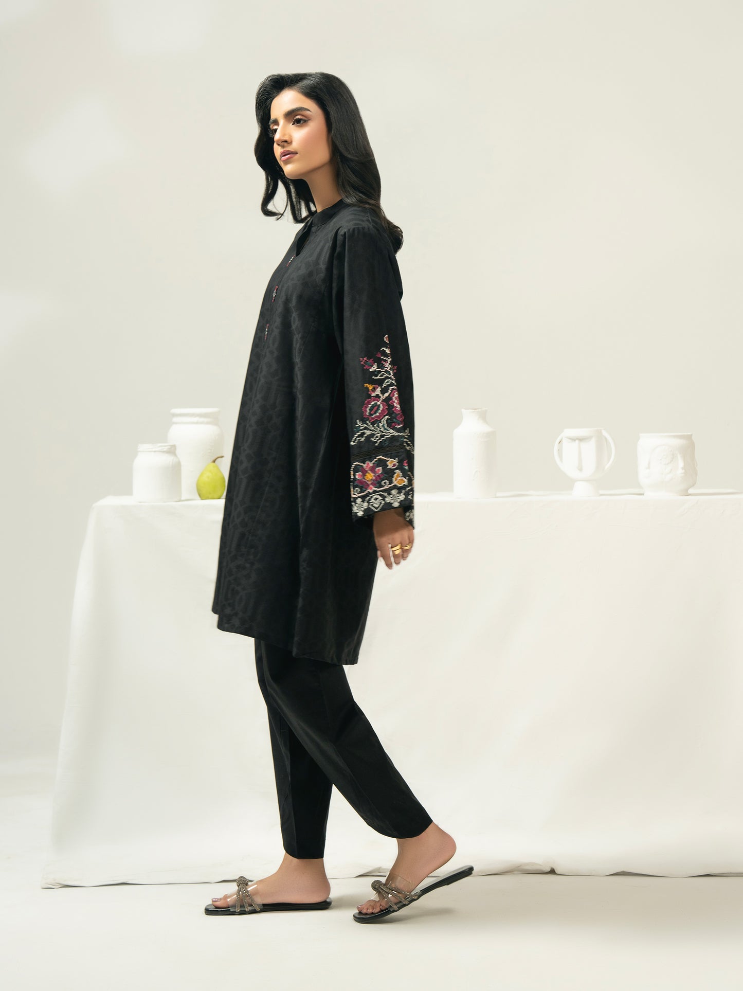 2 Piece Jacquard Suit-Embroidered (Pret)