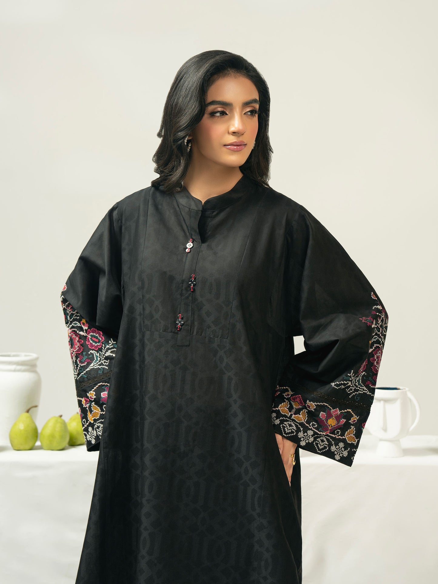 2 Piece Jacquard Suit-Embroidered (Pret)