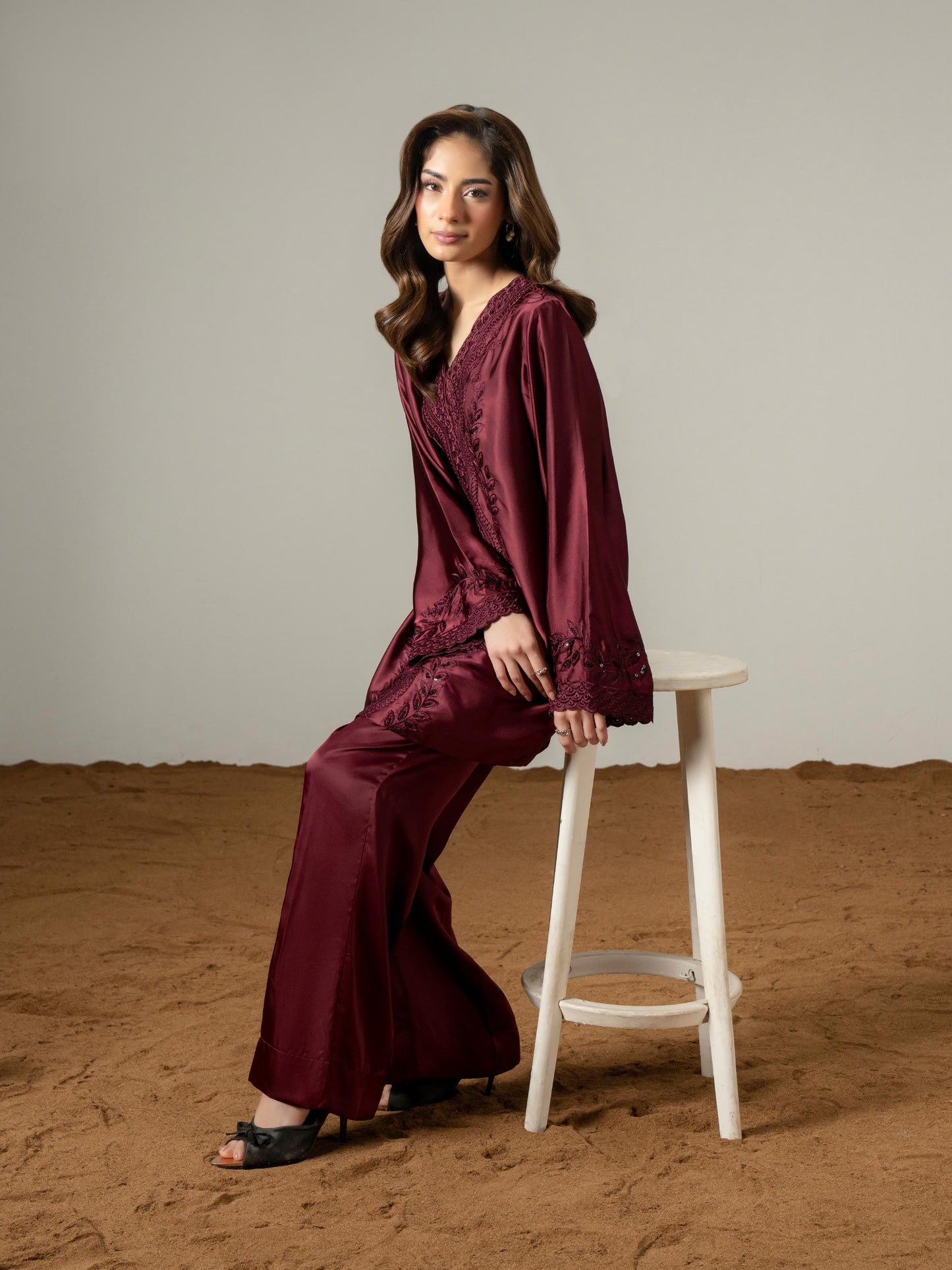 Silk Co-ord Set- Embroidered