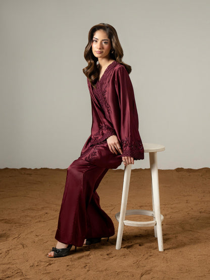 Silk Co-ord Set- Embroidered