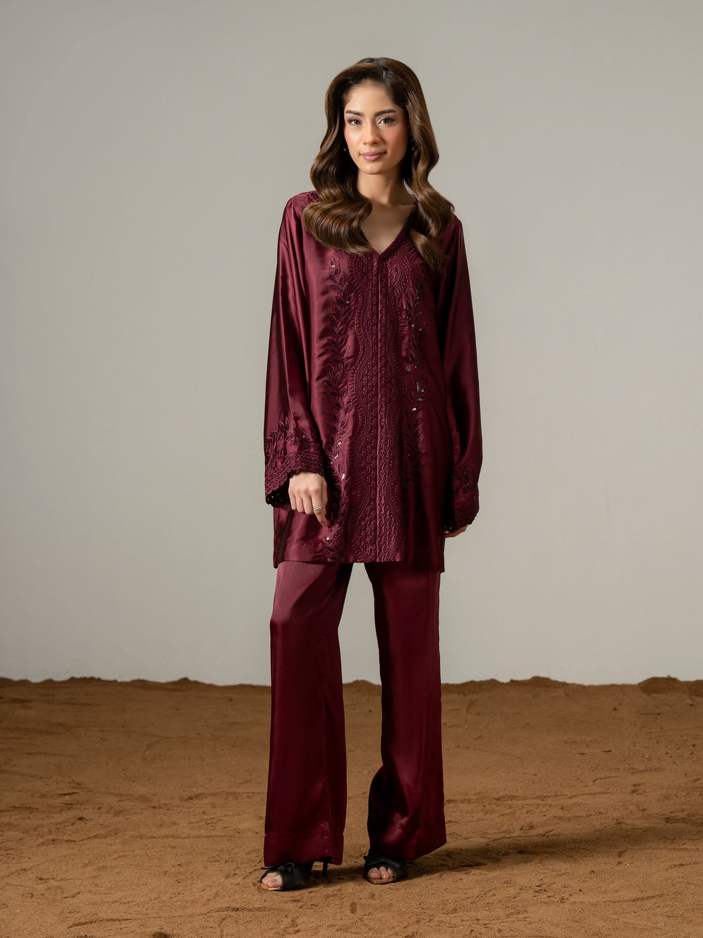 Silk Co-ord Set- Embroidered