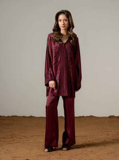 Silk Co-ord Set- Embroidered