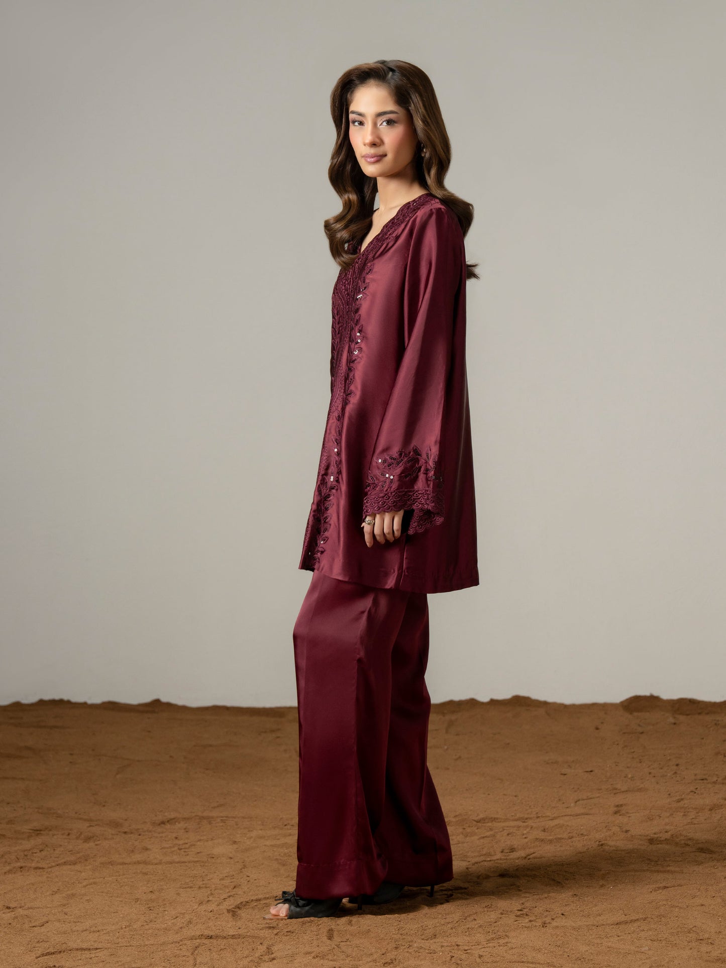 Silk Co-ord Set- Embroidered