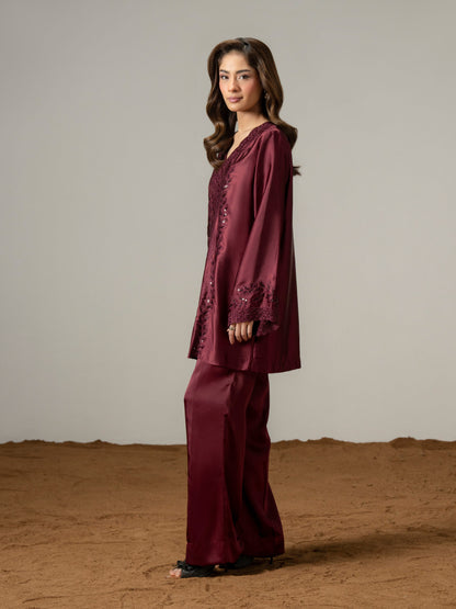 Silk Co-ord Set- Embroidered