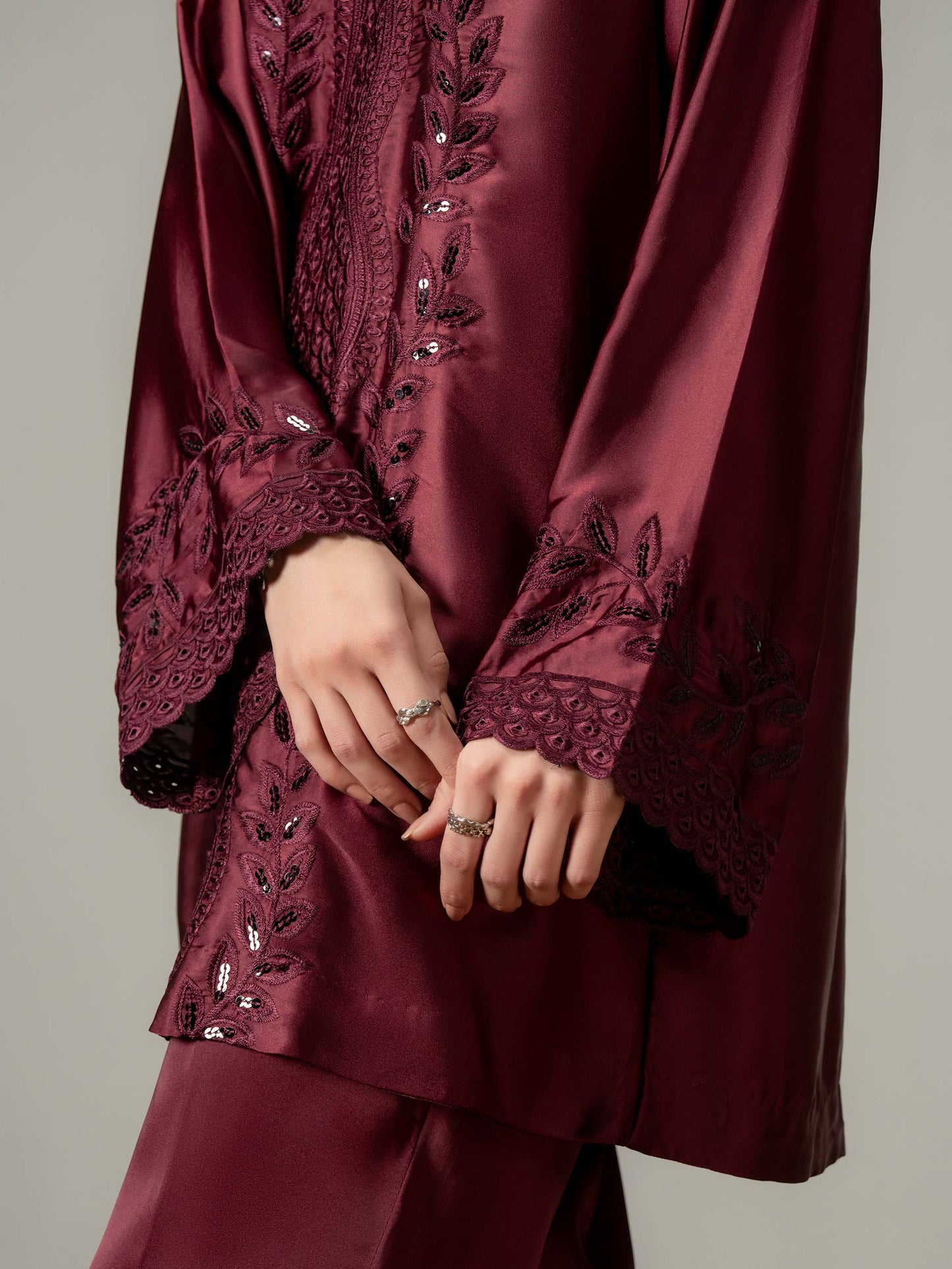 Silk Co-ord Set- Embroidered