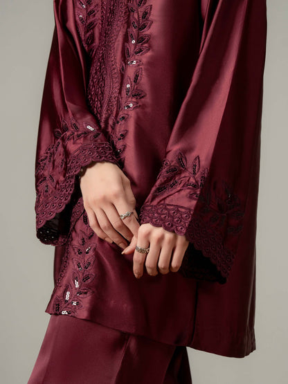 Silk Co-ord Set- Embroidered