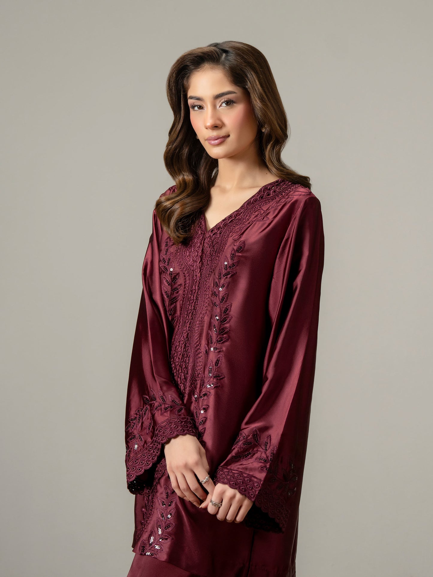 Silk Co-ord Set- Embroidered