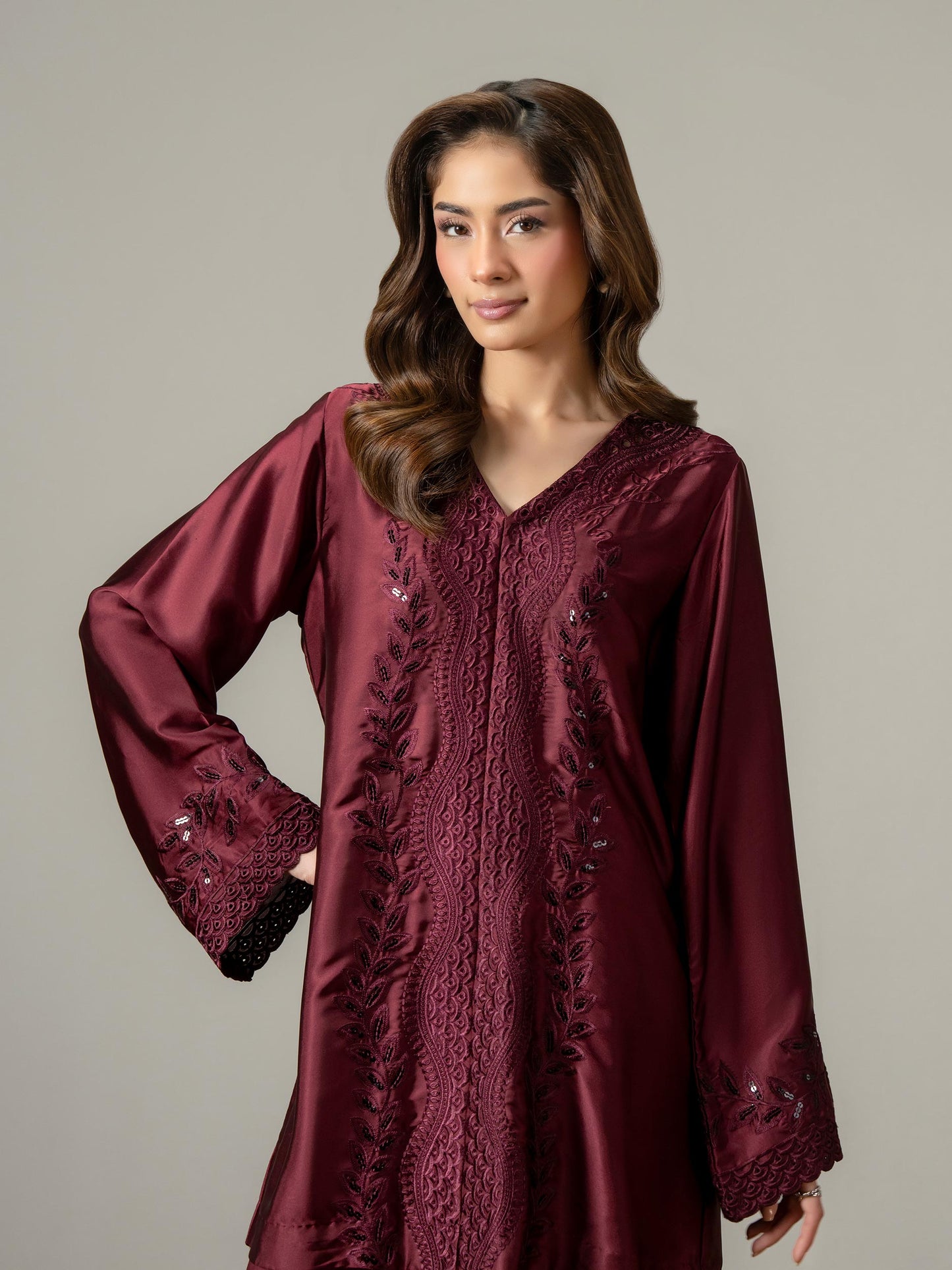 Silk Co-ord Set- Embroidered