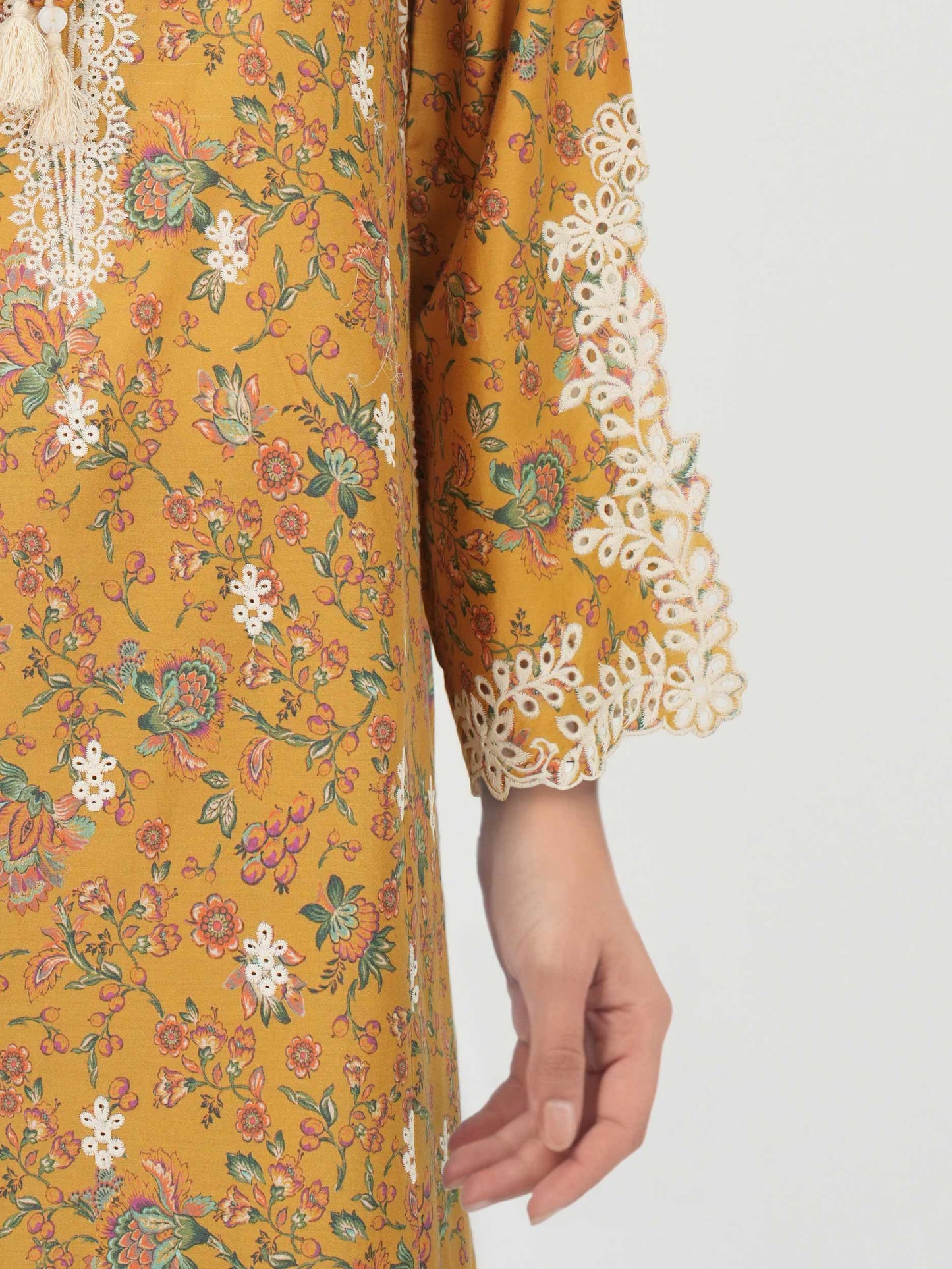 2 Piece Satin Suit- Embroidered (Pret)