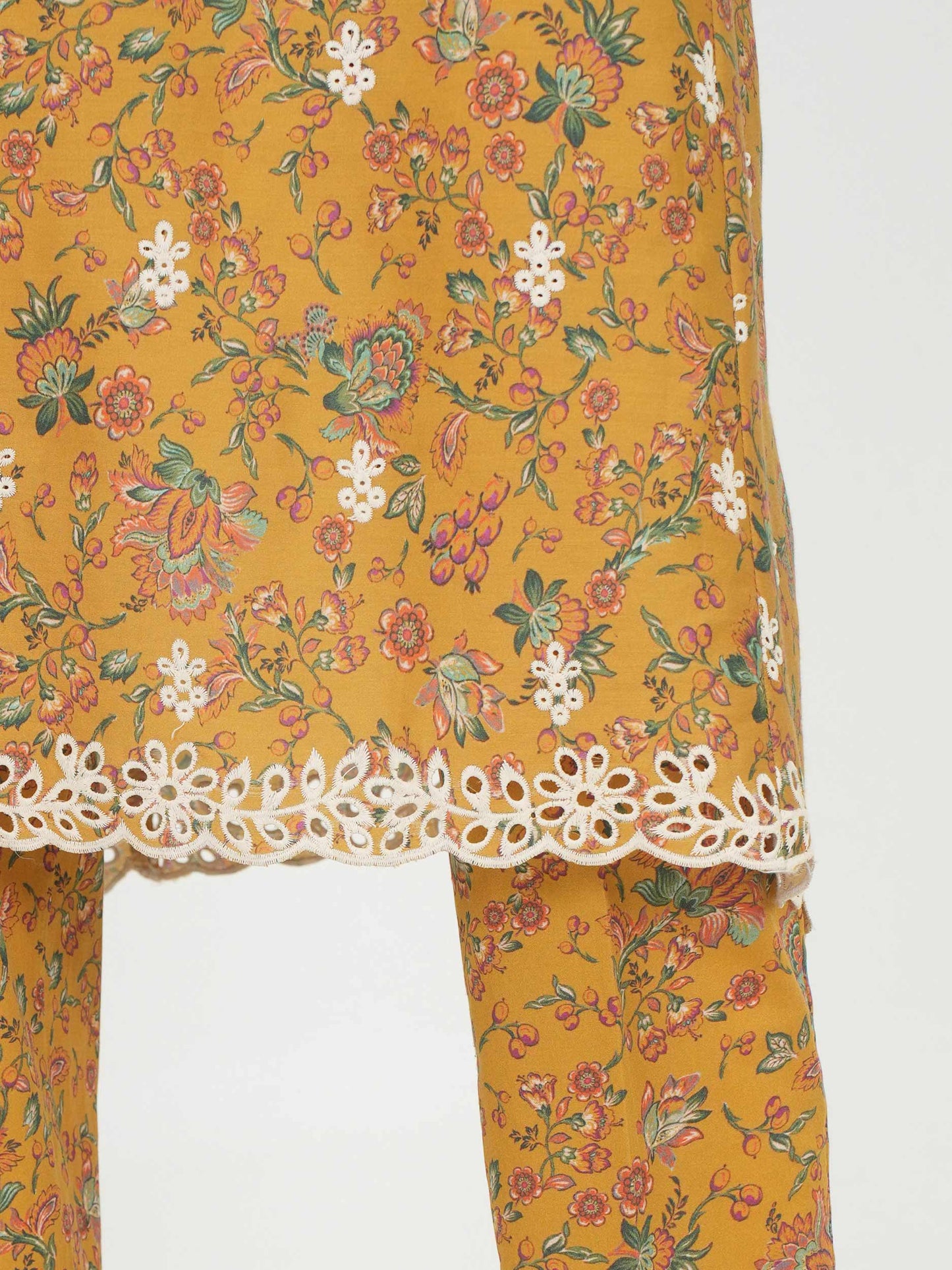 2 Piece Satin Suit- Embroidered (Pret)