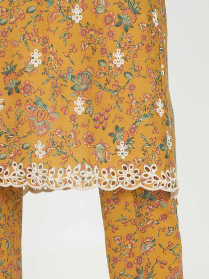 2 Piece Satin Suit- Embroidered (Pret)