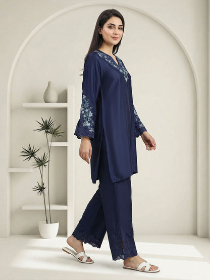 2 Piece Silk Suit- Embroidered (Pret)