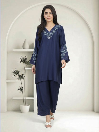 2 Piece Silk Suit- Embroidered (Pret)