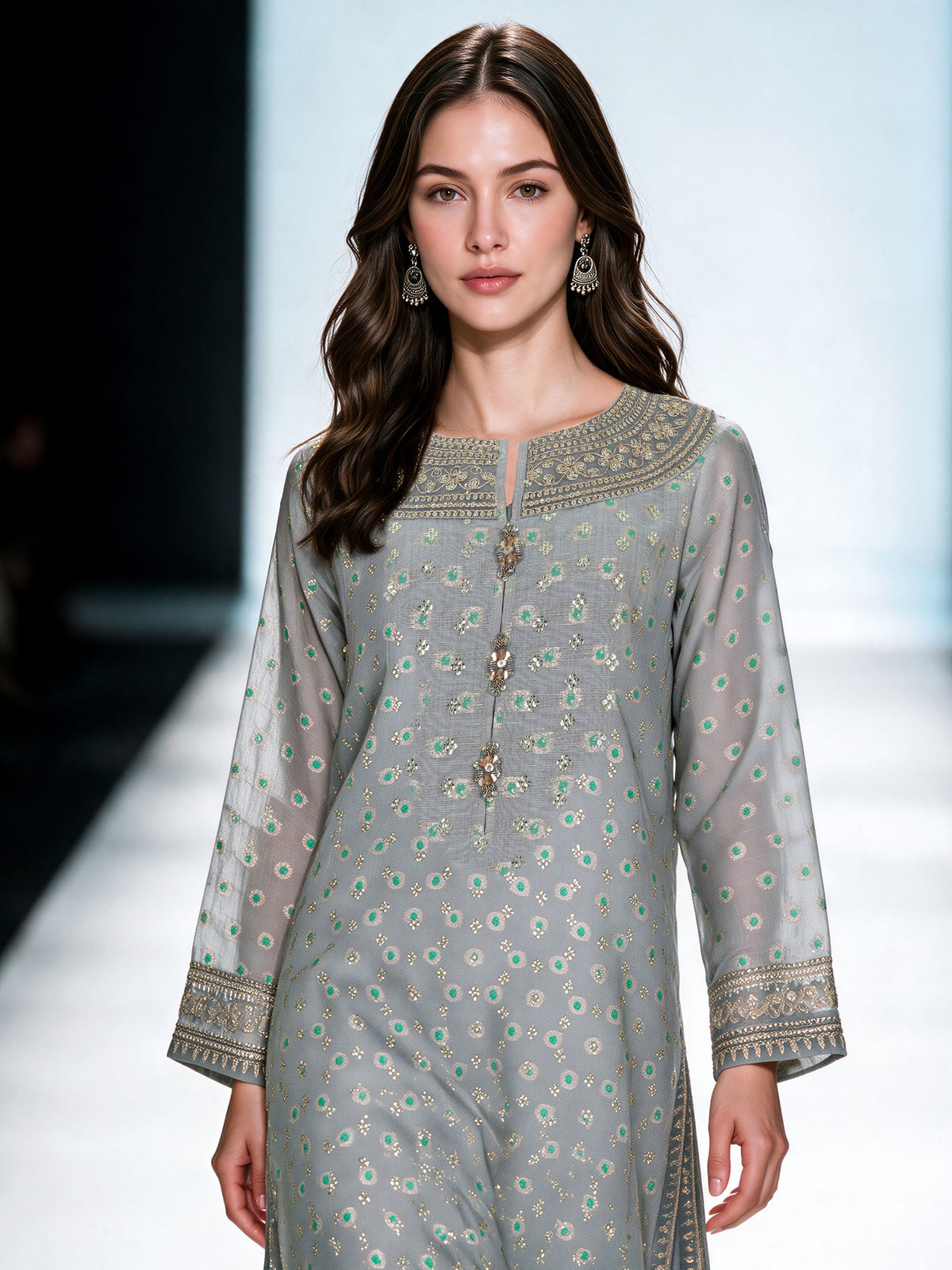 3 Piece Yarn Dyed Jacquard Suit- Embroidered (Pret)