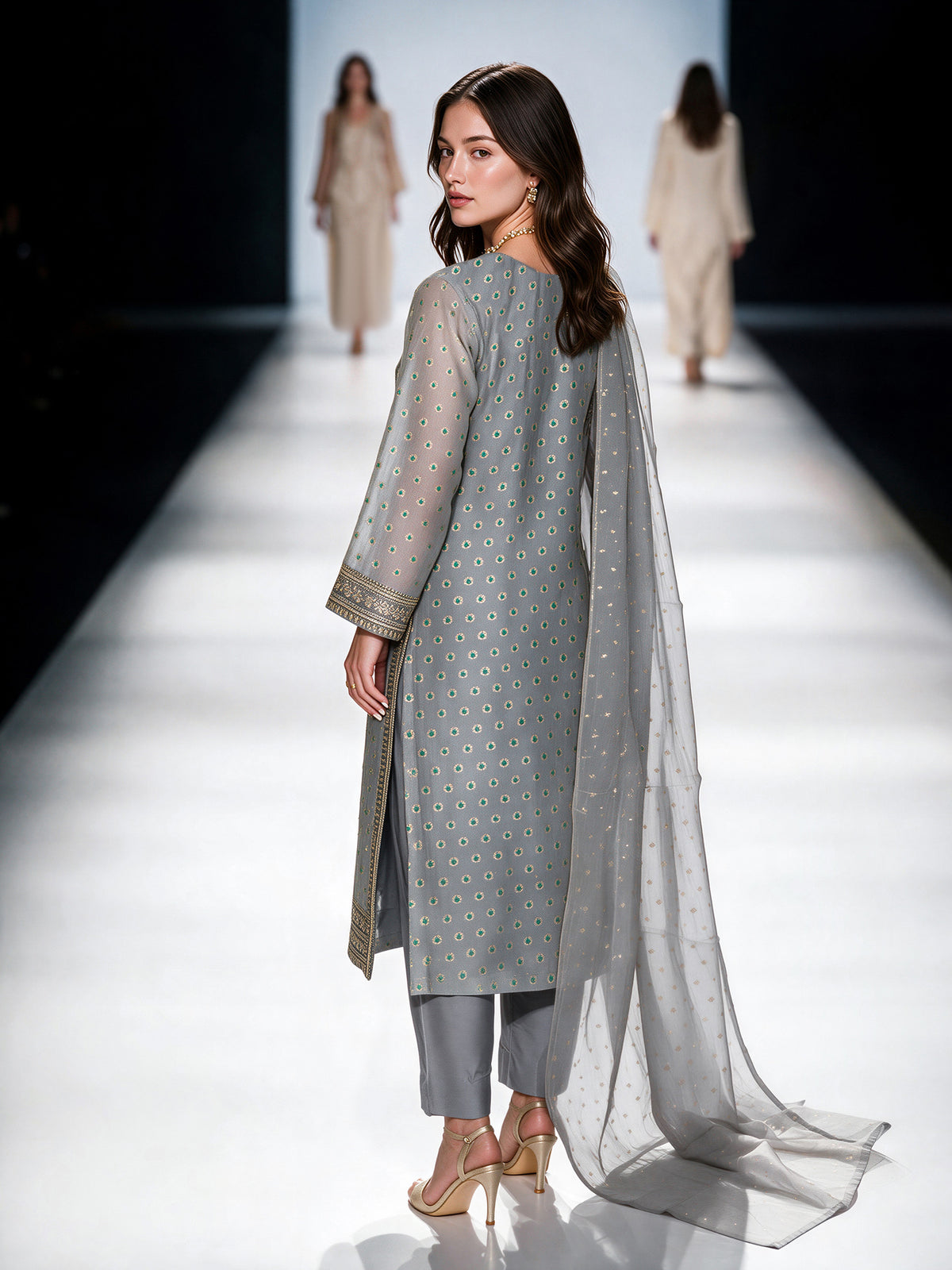 3 Piece Yarn Dyed Jacquard Suit- Embroidered (Pret)