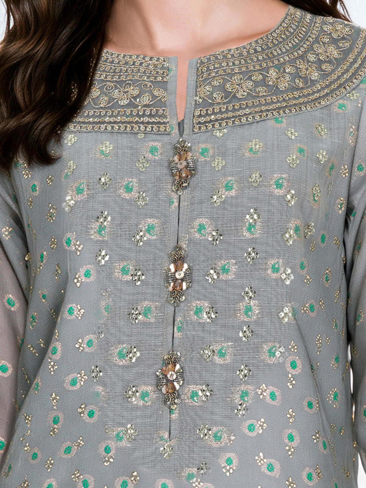 3 Piece Yarn Dyed Jacquard Suit- Embroidered (Pret)