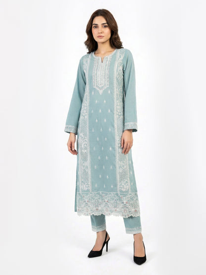 2 Piece Cotton Net Suit- Embroidered (Pret)