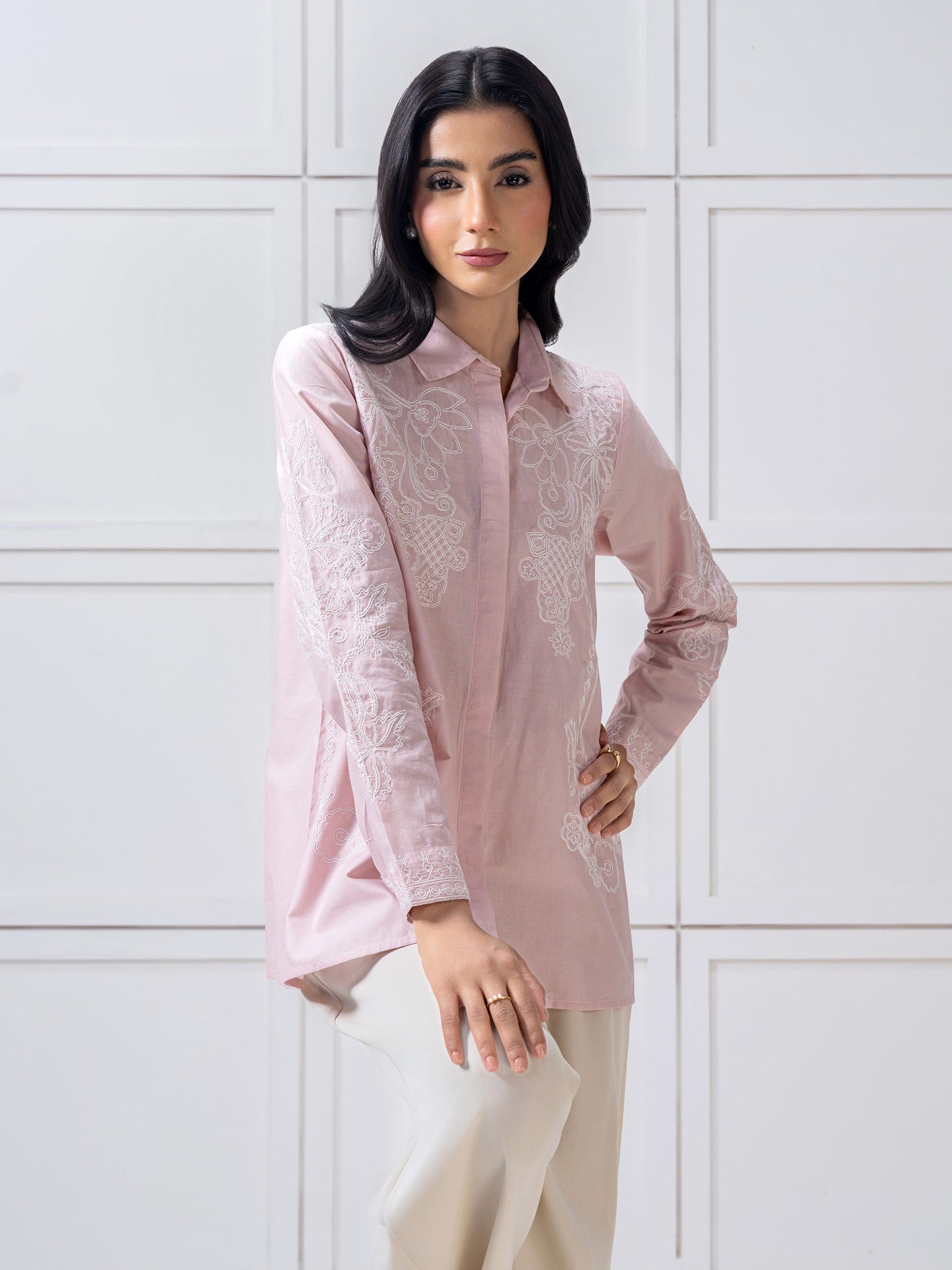 Cambric Top-Embroidered (Pret)