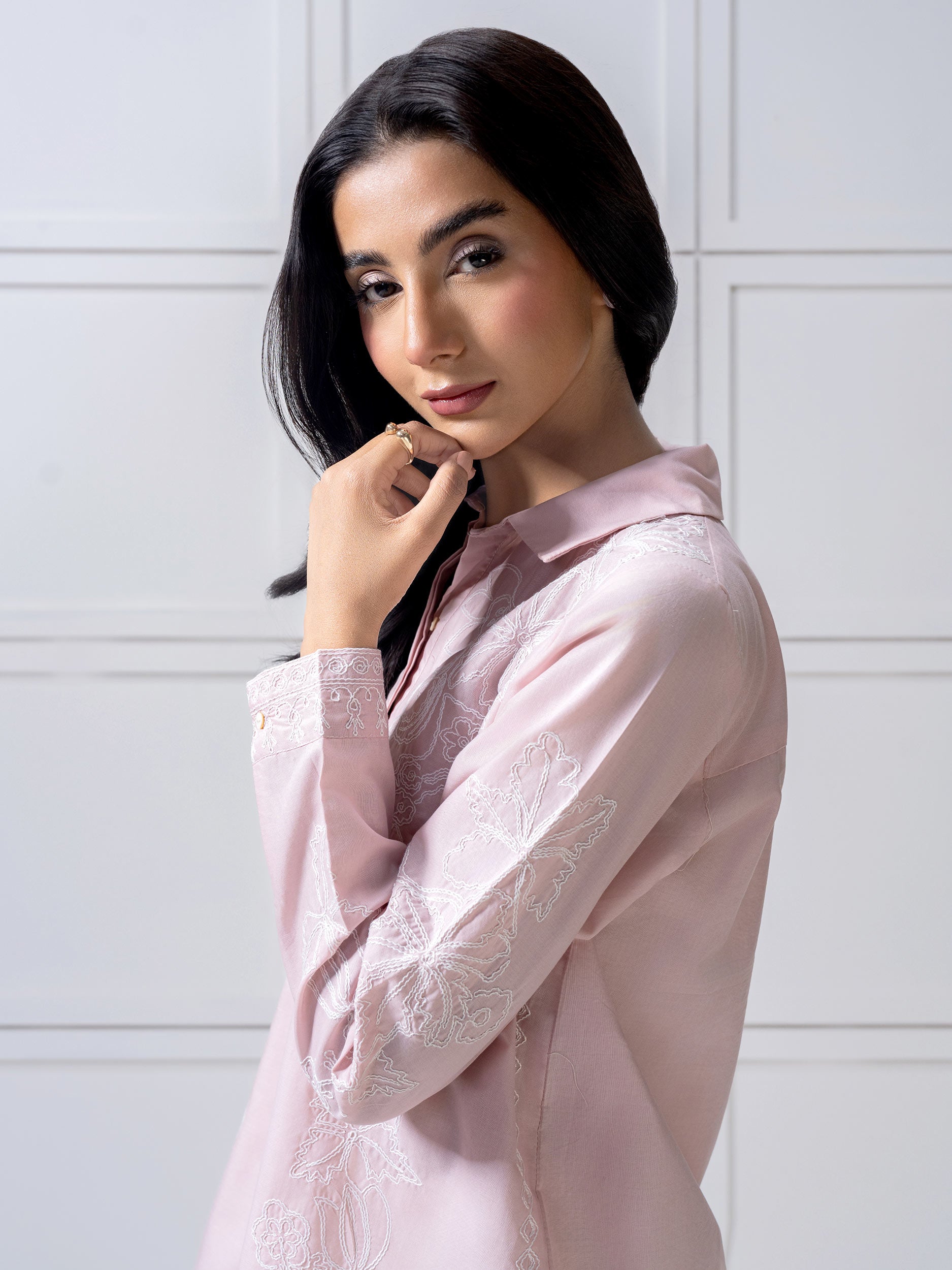 andmary Bella embroidery set tops pink Blossom Belle Embroidered