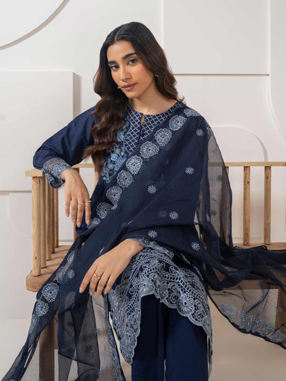 3 Piece Satin Suit-Embroidered (Pret)