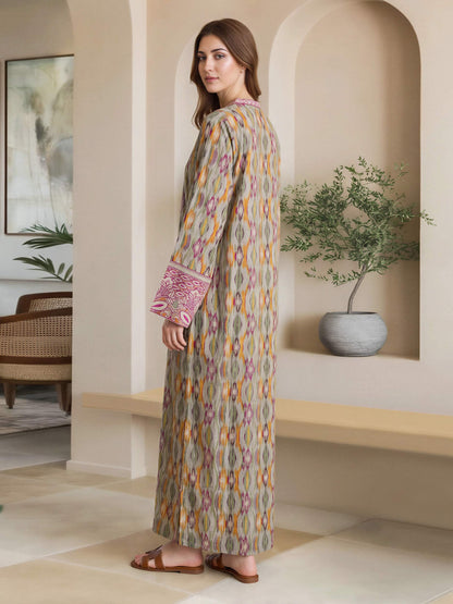 Viscose Slub Kaftan- Embroidered (Pret)