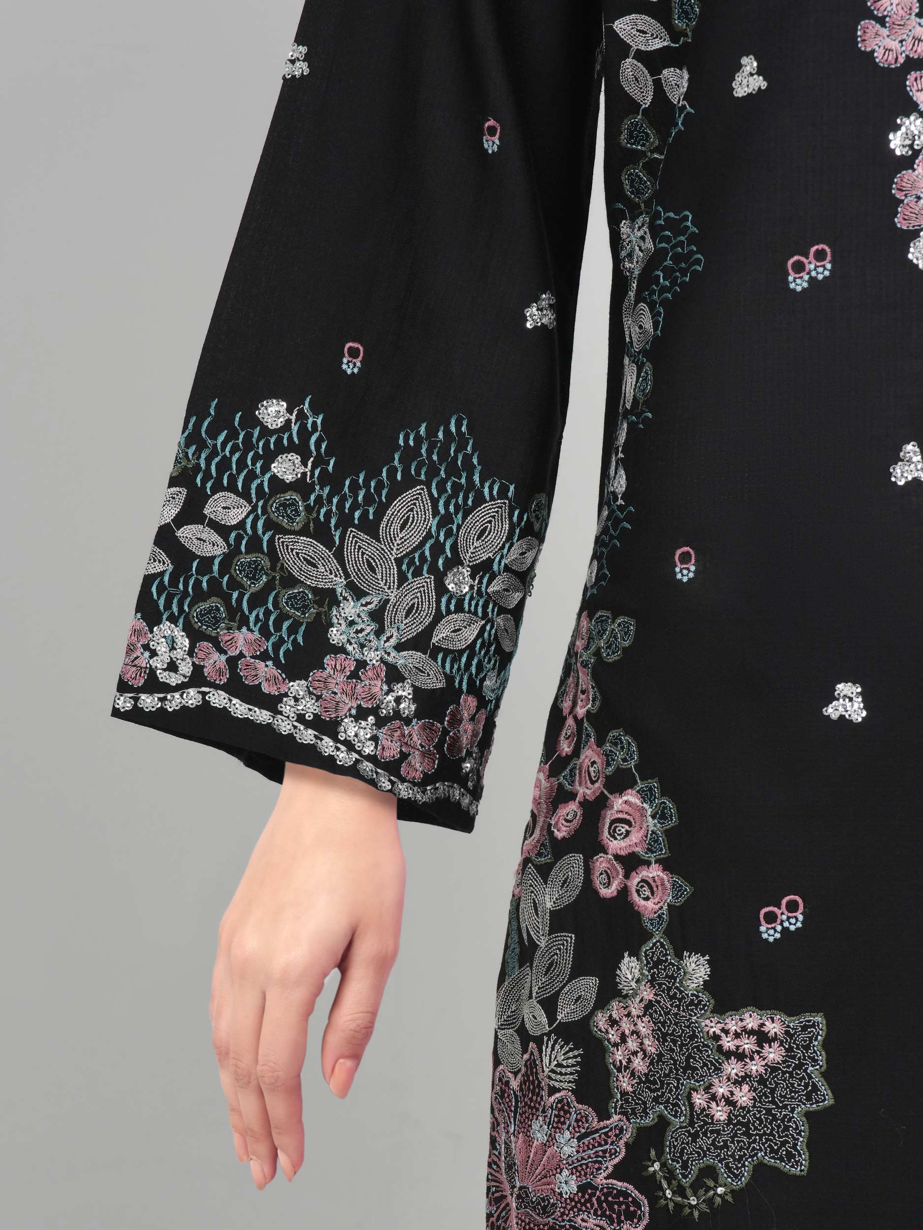 3 Piece Dobby Suit- Embroidered (Pret)