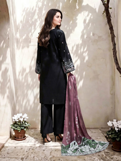 3 Piece Dobby Suit- Embroidered (Pret)