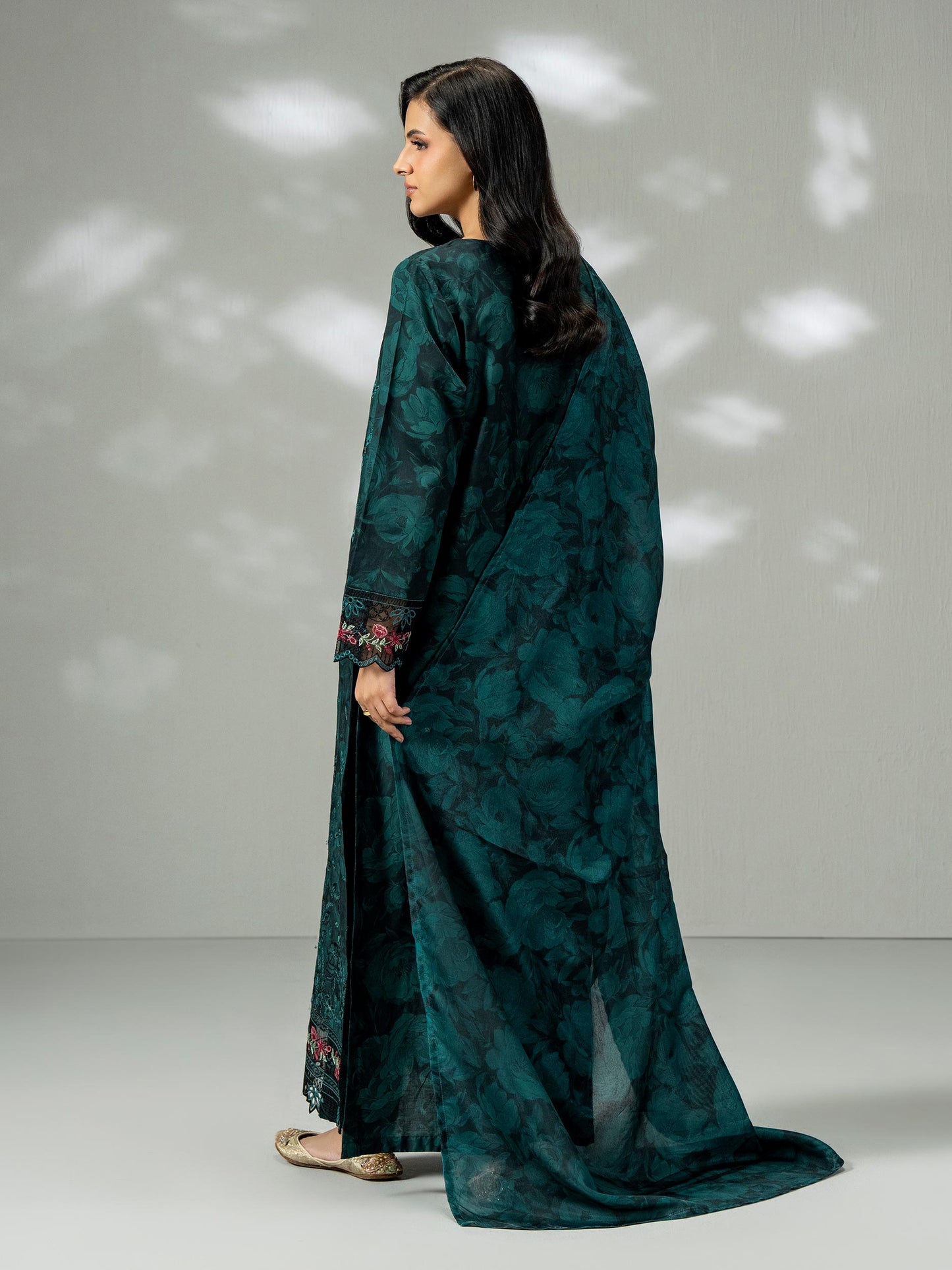 3-Piece Satin Suit- Embroidered (Pret)