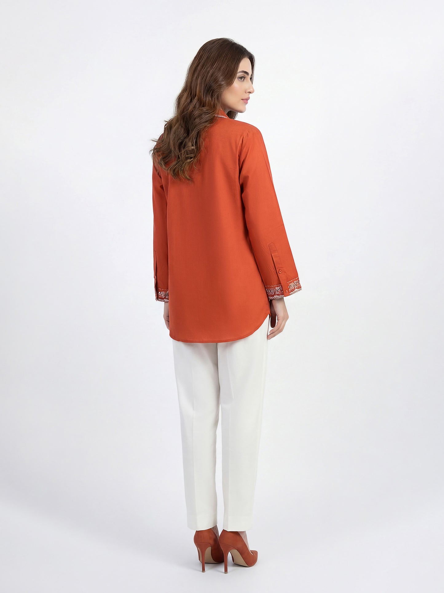 Cambric Kurti- Embroidered (Pret)