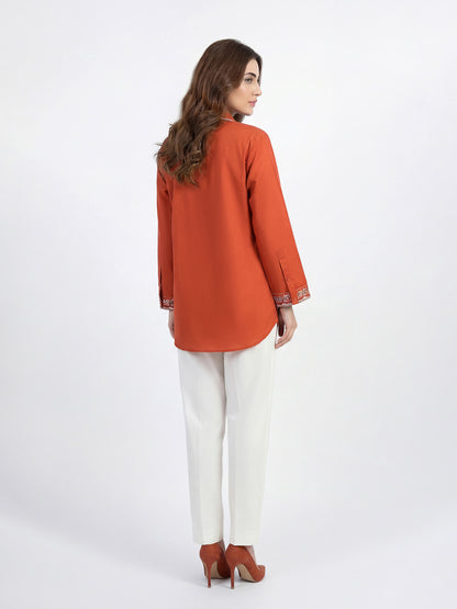 Cambric Kurti- Embroidered (Pret)