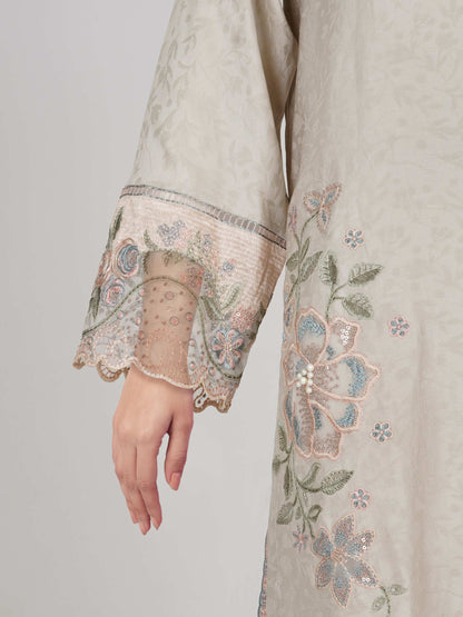 2 Piece Self Jacquard Suit- Embroidered (Pret)