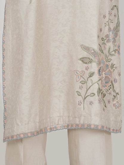 2 Piece Self Jacquard Suit- Embroidered (Pret)