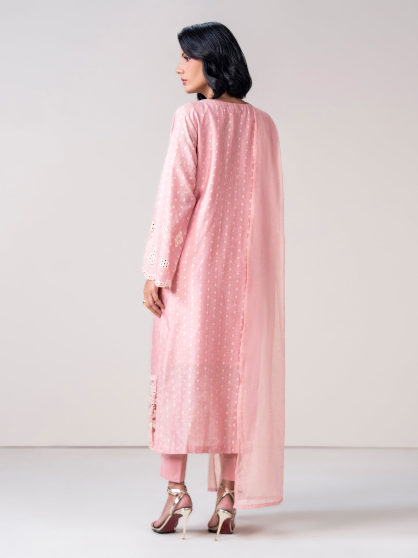 3 Piece Jacquard Suit- Embroidered (Pret)